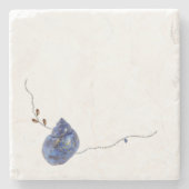 Kintsugi blaue Schneckenseashell Gedicht repariere Steinuntersetzer (Vorderseite)
