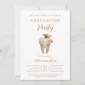 Kintsugi Floral Tooth Graduation Party Einladung (Vorderseite)