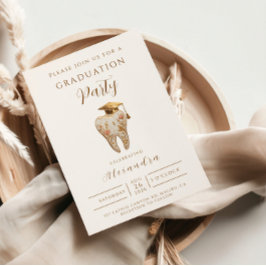 Kintsugi Floral Tooth Graduation Party Einladung