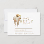 Kintsugi Floral Tooth Graduation Party RSVP Karte (Vorderseite)