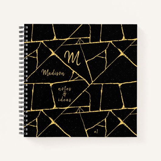 Kintsugi Gold Black Notizblock (Vorderseite)