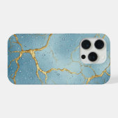 💙 Kintsugi Goldene Risse ✨ Blaue Wassertropfen💙 iPhone Hülle (Rückseite (Horizontal))