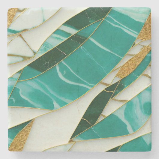 Kintsugi Jade und Marble Steinuntersetzer (Vorderseite)