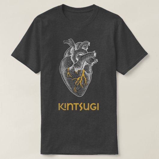 Kintsugi Japanese Pottery Heart with Gold T-Shirt (Design vorne)