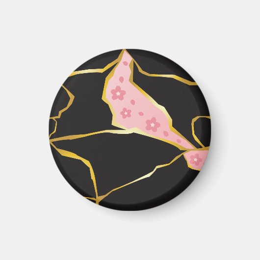 Kintsugi-Magnet mit Kirschblüten-Akzente Magnet (Vorne)