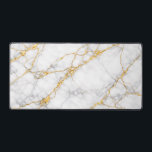 Kintsugi Marble Gold Fracture Luxury Desk Mat Schreibtischunterlage<br><div class="desc">This Modern Kintsugi White Marble and Gold Art Desk Mat features a high-resolution, full-bleed texture of premium Carrara marble with vibrant gold-filled fractures throughout. Perfect for luxury home offices, minimalist workstations, or as an elegant designer gift. This ultra-wide desk pad adds a sophisticated, artistic touch to any workstation while providing...</div>