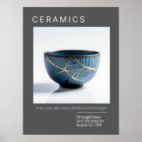 Kintsugi Pottery Poster Series | Grau