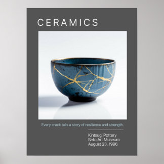 Kintsugi Pottery Poster Series | Grau