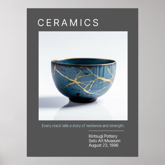 Kintsugi Pottery Poster Series | Grau (Vorne)