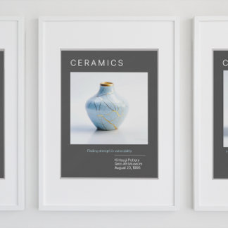 Kintsugi Pottery Poster Series | Grau