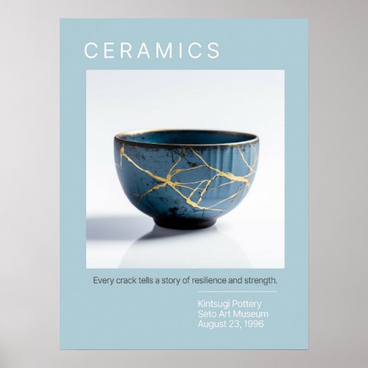 Kintsugi Pottery Poster Series | Weichblau (Vorne)