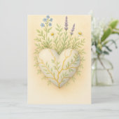 Kintsugi Wildflower Heart Watercolor Dankeskarte (Stehend Vorderseite)