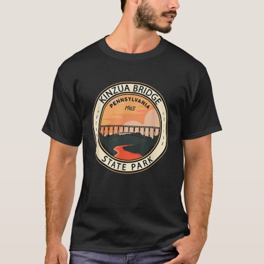 Kinzua Bridge Staat Park Pennsylvania Abzeichen Vi T-Shirt (Vorderseite)