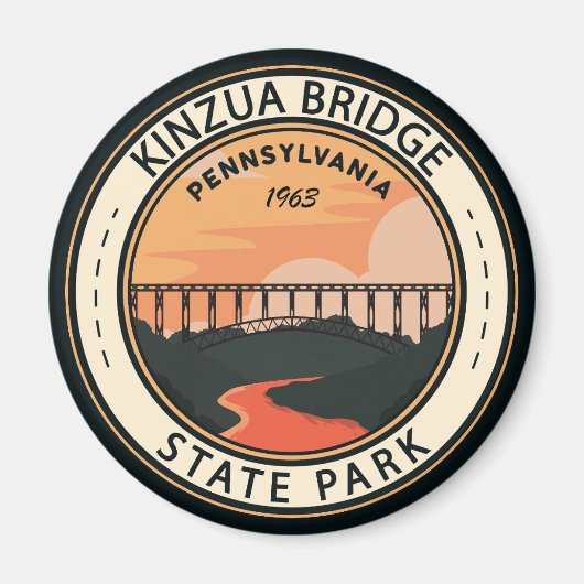 Kinzua Bridge Staat Park Pennsylvania Retro Abzeic Magnet (Vorne)
