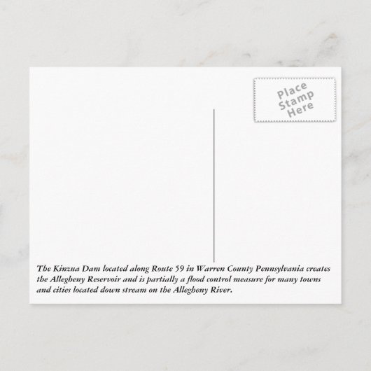 Kinzua Dam Postkarte (Rückseite)