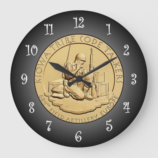 Kiowa Stamm Code Talkers Bronze Medaille ~ Große Wanduhr (Vorderseite)