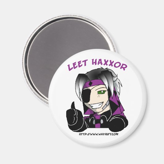 Kip Magnet "Leet Haxxor" (Vorderseite/Rückseite)