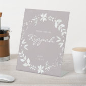 Kippah-Hochzeitszeichen, weiß und Lila P Sockelschild (In SItu)