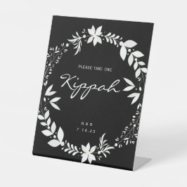 Kippah-Hochzeitszeichen, weißer und schwarzer Pe Sockelschild