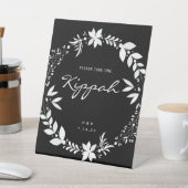 Kippah-Hochzeitszeichen, weißer und schwarzer Pe Sockelschild (In SItu)