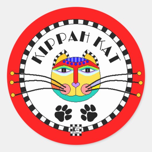 Kippah Kat Runder Aufkleber (Vorderseite)