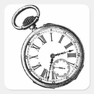 Kippbare Taschenuhr mit Uhrwerk Quadratischer Aufkleber