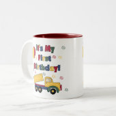 Kipper-erster Geburtstag Zweifarbige Tasse (Vorderseite Links)