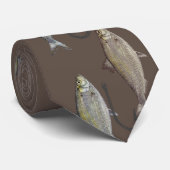 KIPPER HERRING HOOK FISH BROWN NECK TIE KRAWATTE (Gerollt)