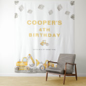 Kipper-Junge Bauwagen Geburtstags Willkommen Wandteppich (Beispiel)