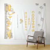 Kipper-Junge Konstruktionsfahrzeug Geburtstagsbegr Wandteppich (Beispiel (Horizontal))