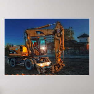 Kipper-LKW-Planierraupenbau-Bulldozerplakat Poster