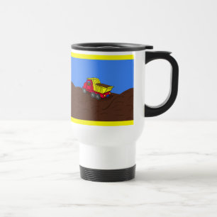 Kipper-rote und gelbe Cartoon-Kunst Reisebecher