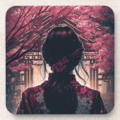 Kira Kirschblüten - Harte Plastikuntersetzer Getränkeuntersetzer (Vorderseite)