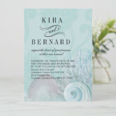 Kira Seashell Dreams Beach Wedding aqua Einladung (Stehend Vorderseite)