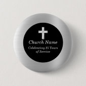 Kirche 25. Jubiläum Schwarz und Silber Andenken Button (Vorderseite)