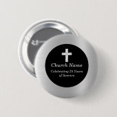 Kirche 25. Jubiläum Schwarz und Silber Andenken Button (Vorne & Hinten)