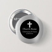 Kirche 25. Jubiläum Schwarz und Silber Keepake Button (Vorne & Hinten)