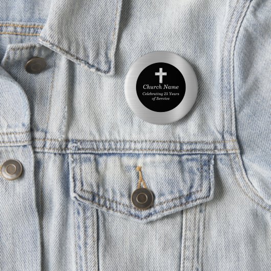 Kirche 25. Jubiläum Schwarz und Silber Keepake Button (Beispiel)