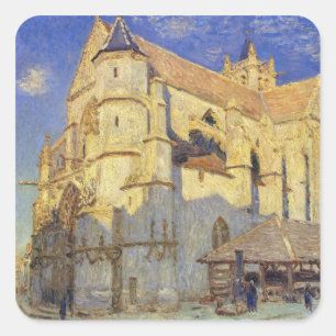 Kirche Alfred Sisleys   bei Moret, eisiges Wetter Quadratischer Aufkleber