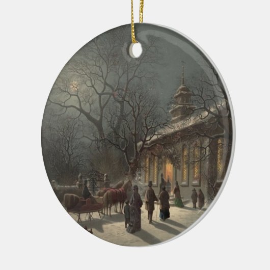 Kirche am Heiligen Abend Keramik Ornament (Links)