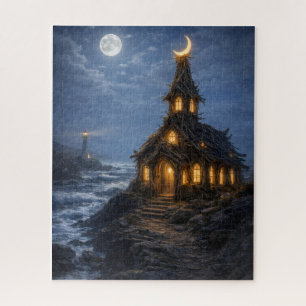 Kirche an der Küste im Mondlicht - 520 Teile Puzzle