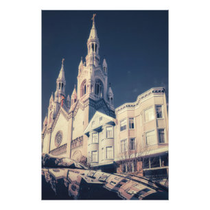 Kirche Architektur Stadtbild und Reflektion Fotodruck