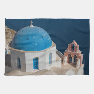 Kirche auf der Insel Santorini, Griechenland Geschirrtuch
