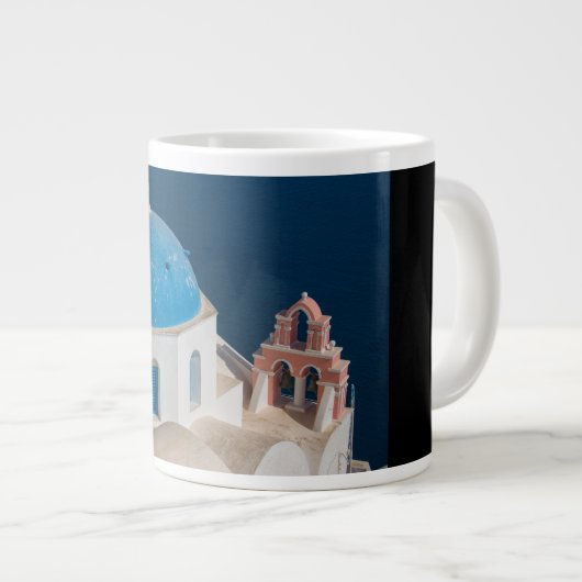 Kirche auf der Insel Santorini, Griechenland Jumbo-Tasse (Vorderseite Rechts)