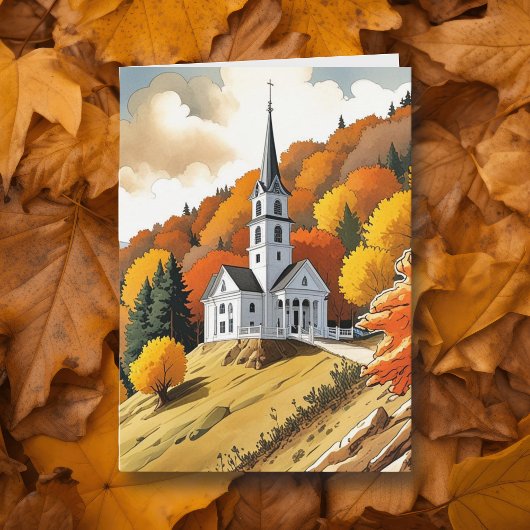 Kirche auf einem Hügel im Herbst Karte