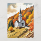 Kirche auf einem Hügel im Herbst Postkarte (Vorderseite)