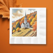 Kirche auf einem Hügel im Herbst Serviette