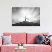Kirche auf einem Hügel in Schwarz-Weiß Leinwanddruck (Insitu (Wohnzimmer))