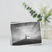 Kirche auf einem Hügel in Schwarz-Weiß Postkarte (Stehend Vorderseite)