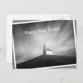 Kirche auf einem Hügel in Schwarz-Weiß Postkarte (Vorne/Hinten)